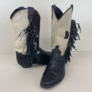 Vintage Cowhide Hair Western Boots with Fringe Women’s Size 8 USA